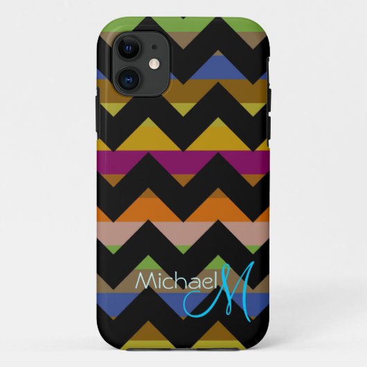カスタムモノグラムモダンシボロンジグザグ9 Case-Mate iPhoneケース (裏面)