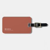 カスタムモノグラムモダンテラコッタ色 ラゲッジタグ (正面横)