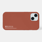 カスタムモノグラムモダンテラコッタ色 iPhone 15ケース (裏面横)