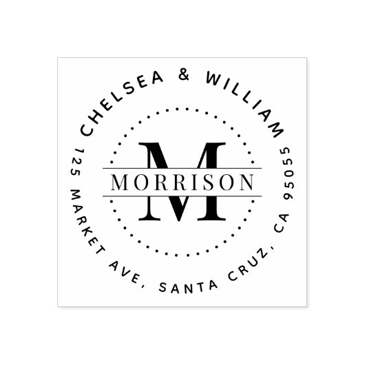 カスタムモノグラムモダンファミリー名差出人住所 ラバースタンプ (インプリント)