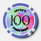 カスタムモノグラムレインボー絵を描(ばちゃばちゃ)跳ねる ポーカーチップ (裏面)