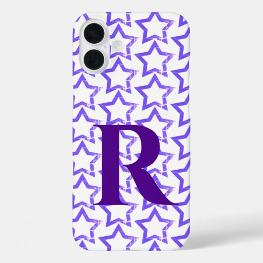 カスタムモノグラムレターパステルパープルスターパターン Case-Mate iPhoneケース (裏面)