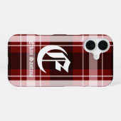 カスタムモノグラムレッドプレイド iPhone 16ケース (裏面横)