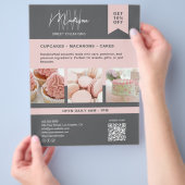 カスタムモノグラムロゴベーカリーグレーピンクフライヤー チラシ (手)