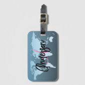 カスタムモノグラムワールドトラベラーズピンクマップ名 ラゲッジタグ (正面縦)