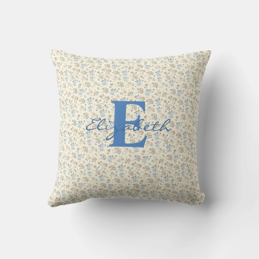 カスタムモノグラムヴィンテージ山花模様 クッション (裏面)
