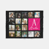 カスタムモノグラム写真モンタージュ写真コラージュ フリースブランケット (正面(横))