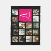 カスタムモノグラム写真モンタージュ写真コラージュ フリースブランケット (正面)