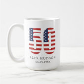 カスタムモノグラム写真50thパパグランドパ誕生日 コーヒーマグカップ (左)