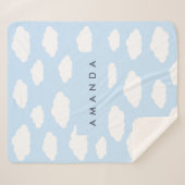 カスタムモノグラム可愛いガーリーブルークラウドギフト シェルパブランケット (正面(横))