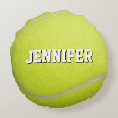 カスタムモノグラム名イエローテニスボール ラウンドクッション (裏面)