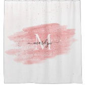 カスタムモノグラム名ガーリー赤面ピンクグリッター シャワーカーテン (正面)