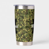 カスタムモノグラム名クールスポーツメンズグリーン迷彩柄 保温保冷タンブラー (右面)