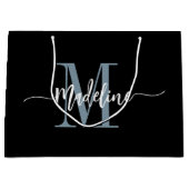 カスタムモノグラム名スクリプモダントの渦巻き ラージペーパーバッグ (正面)