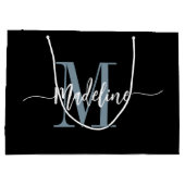 カスタムモノグラム名スクリプモダントの渦巻き ラージペーパーバッグ (裏面)