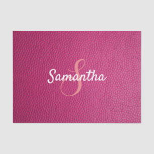 カスタムモノグラム名フェイクピンクレザーテクスチャ 薄葉紙