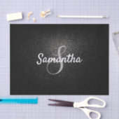 カスタムモノグラム名フェイクブラックレザーテクスチャ 薄葉紙 (クラフト)