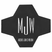 カスタムモノグラム名ブラックモダン サッカーボール (フラット)