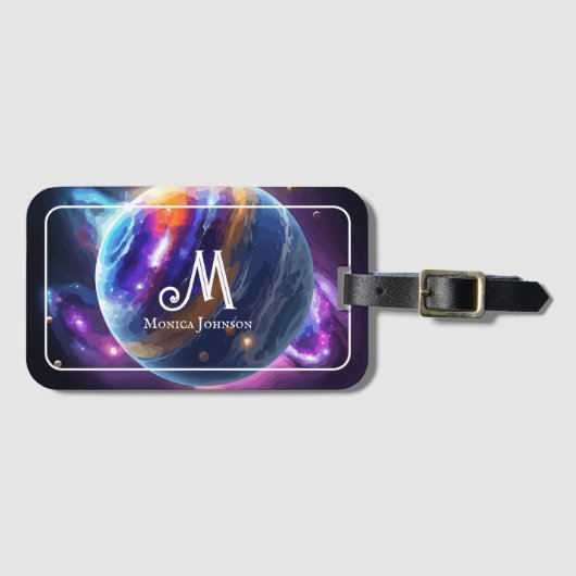 カスタムモノグラム名プラネット銀河系 ラゲッジタグ (正面横)