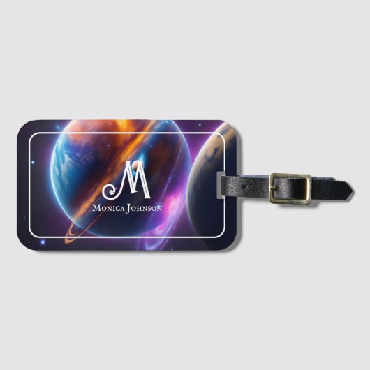 カスタムモノグラム名プラネット銀河系 ラゲッジタグ (正面横)