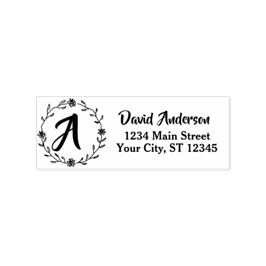 カスタムモノグラム名プロフェッショナル差出人住所 ラバースタンプ (インプリント)