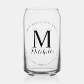 カスタムモノグラム名日付エレガモダンントウェディング ガラス缶 (正面)