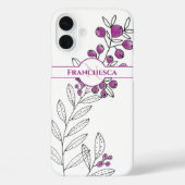 カスタムモノグラム名葉紫の果実アート Case-Mate iPhoneケース (裏面)