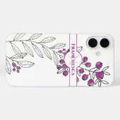 カスタムモノグラム名葉紫の果実アート Case-Mate iPhoneケース (裏面 (横))
