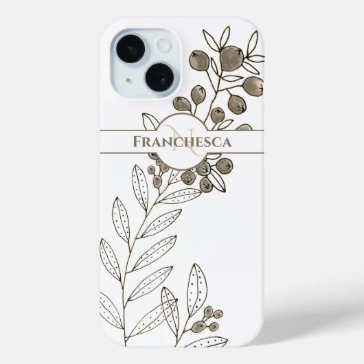 カスタムモノグラム名葉Khaki Berlies Art Case-Mate iPhoneケース (裏面)