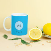 カスタムモノグラム名輝くブルーライツスクール コーヒーマグカップ