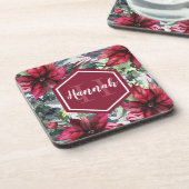 カスタムモノグラム名Red Poinsettia コースター (左側)