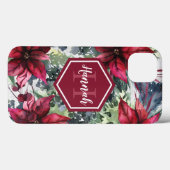 カスタムモノグラム名Red Poinsettia Case-Mate iPhoneケース (裏面 (横))