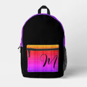 カスタムモノグラム地形レトロカラフル プリントバックパック (正面)