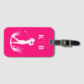 カスタムモノグラム女子ピンクゴパーソナライズされたルフ ラゲッジタグ (正面横)