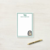 カスタムモノグラム手描きダックスフントMartiniガラス ポストイット (デスク上)