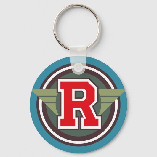 カスタムモノグラム文字「R」イニシャル キーホルダー (正面)
