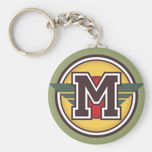 カスタムモノグラム文字Mイニシャル キーホルダー (正面)