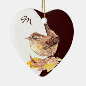 カスタムモノグラム日付水色ワレン鳥 セラミックオーナメント (右)