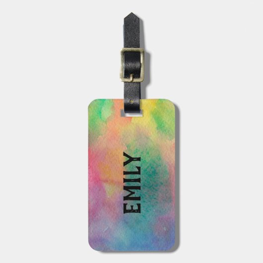 カスタムモノグラム水彩背景 ラゲッジタグ (正面縦)