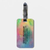 カスタムモノグラム水彩背景 ラゲッジタグ (裏面縦)