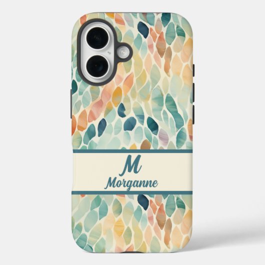 カスタムモノグラム水彩葉模様 Case-Mate iPhoneケース (裏面)