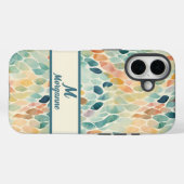 カスタムモノグラム水彩葉模様 Case-Mate iPhoneケース (裏面 (横))