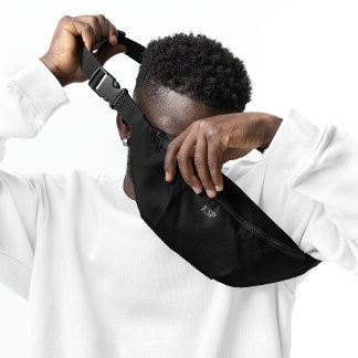 カスタムモノグラム無地のブラック ファニーパック