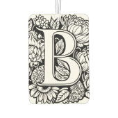 カスタムモノグラム白黒フローラタトゥーアート カーエアーフレッシュナー (裏面)