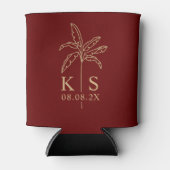 カスタムモノグラム結婚のロゴパームツリークーラーボックス 缶クーラー (正面)