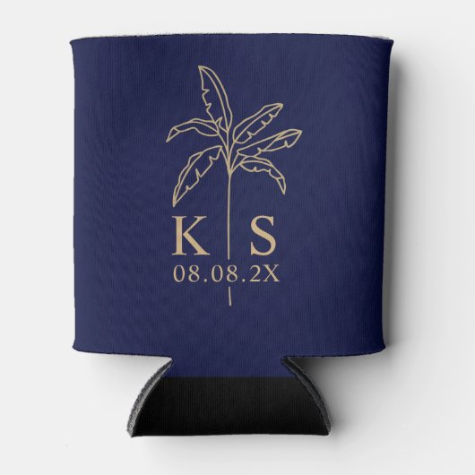 カスタムモノグラム結婚のロゴパームツリークーラーボックス 缶クーラー (正面)