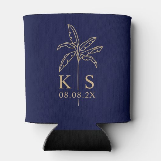 カスタムモノグラム結婚のロゴパームツリークーラーボックス 缶クーラー (裏面)