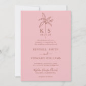 カスタムモノグラム結婚のロゴパームツリー招待状 招待状 (正面)