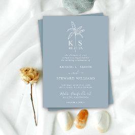 カスタムモノグラム結婚のロゴパームツリー招待状 招待状