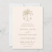カスタムモノグラム結婚のロゴパームツリー招待状 招待状 (正面)
